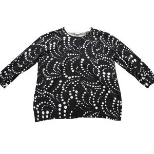 Requirements Women's Polka‎ Dot Button Up Cardigan Sweater Size LG Black White